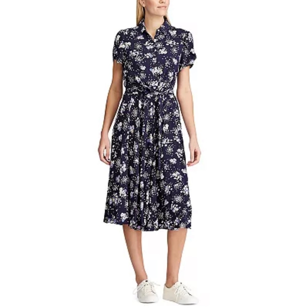 Navy Floral Midi Dress